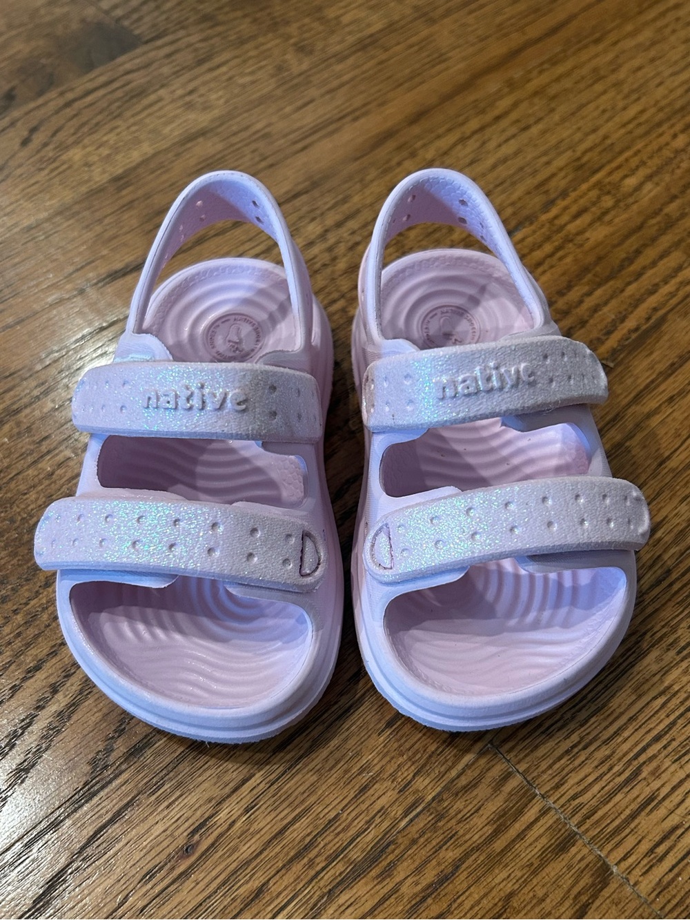 Native Girls Light Pink Glitter Double-Strap Sandals Toddler Size 5